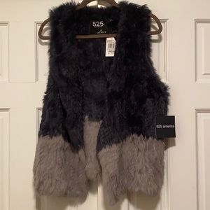 NWT 525 America Real Fur Colorblock Vest